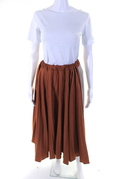 Clu Womens Orange Color Block Pleated Skirt Size 18 12167985