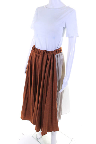 Clu Womens Orange Color Block Pleated Skirt Size 10 12168016