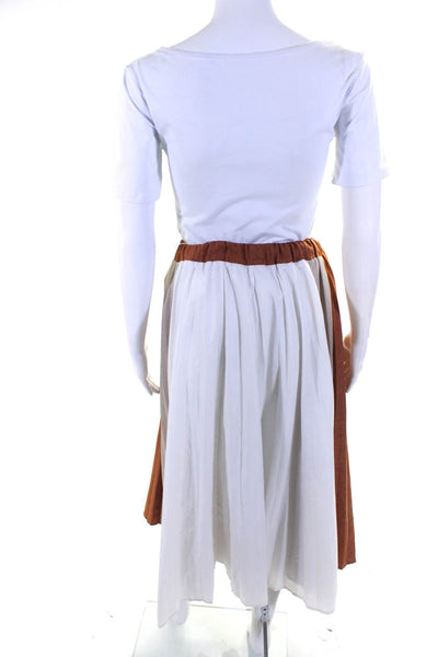 Clu Womens Orange Color Block Pleated Skirt Size 18 12167985