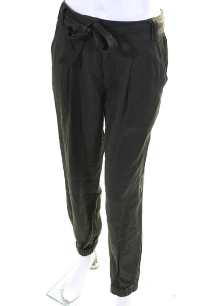 1. State Womens Elastic Waist Belted Tapered Leg Capri Pants Olive Green Size S