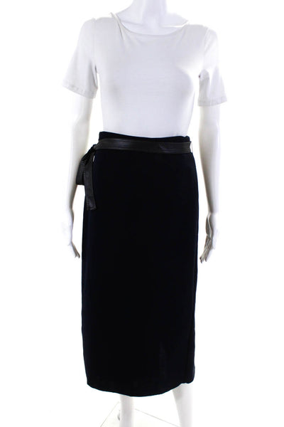 VINCE. Womens Blue Blue Belted Wrap Skirt Size 14 13165088