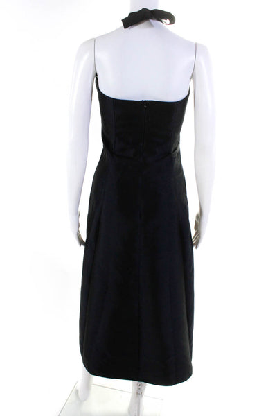 Blue New York Womens Sleeveless Halter Neck Midi Fit & Flare Dress Black Size S