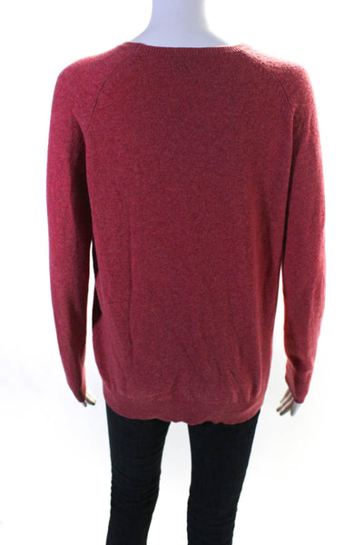 Theory Womens Wool Tight-Knit Two Pocket Long Sleeve Crewneck Sweater Red Size S