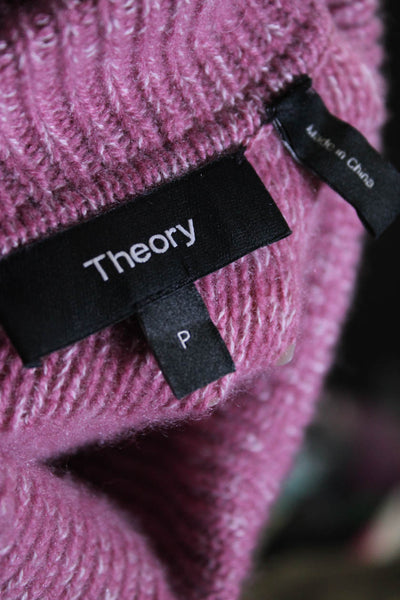 Theory Womens Long Sleeves Pullover Turtleneck Sweater Pink Size Petite
