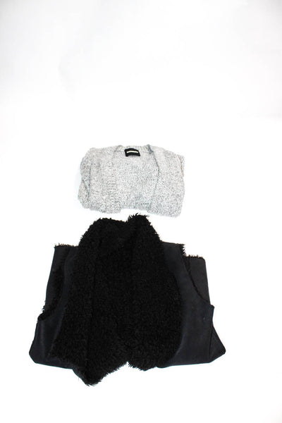Monrow Velvet Womens Cardigan Sweater Vest Jacket Gray Black Petite Small Lot 2