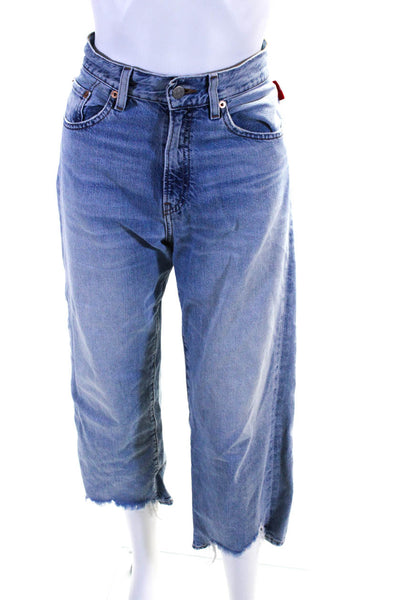 Denimist Womens High Rise Pierce Fringe Straight Cropped Jeans Blue Size 27