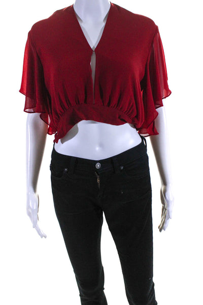 Rebecca Minkoff Womens Red Tasha Flutter Sleeve Top Size 2 11656483