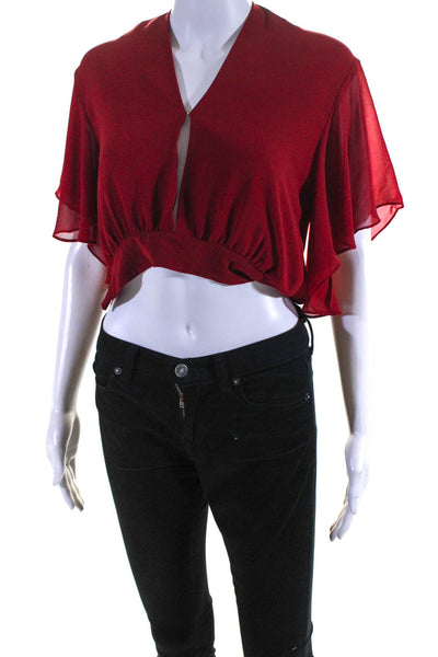 Rebecca Minkoff Womens Red Tasha Flutter Sleeve Top Size 2 11656483