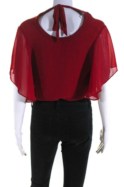 Rebecca Minkoff Womens Red Tasha Flutter Sleeve Top Size 2 11656483