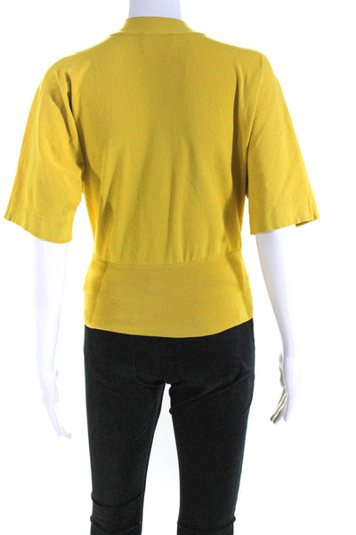Fuzzi Womens Yellow Yellow Short Sleeve Sweater Size 2 11622729