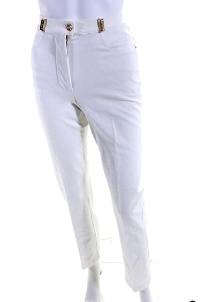 St. John Sport Womens Denim High Rise Straight Leg Jeans Pants White Size 0