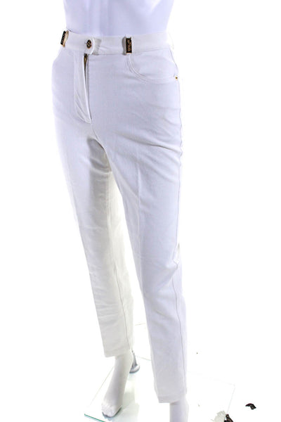 St. John Sport Womens Denim High Rise Straight Leg Jeans Pants White Size 0