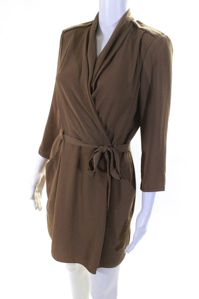 Wilfred Womens Brown Cowl Neck Belted 3/4 Sleeve Wrap Dress Size 4