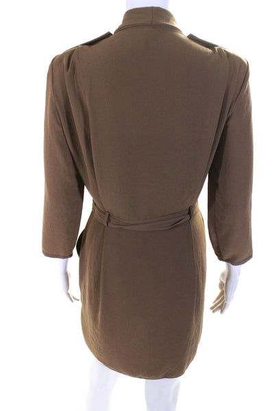 Wilfred Womens Brown Cowl Neck Belted 3/4 Sleeve Wrap Dress Size 4