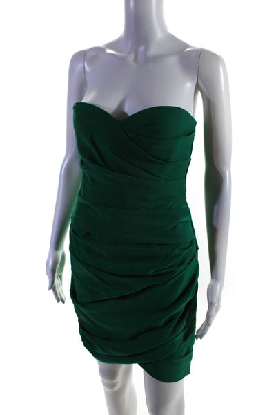 BCBGMAXAZRIA Womens Strapless Sweetheart Sheath Dress Emerald Green Size 6
