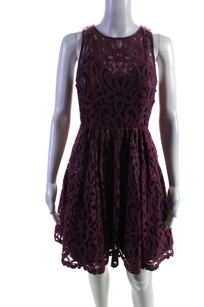 Frock By Tracy Reese Womens Sleeveless Lace Overlay A Line Dress Pink Blue 2