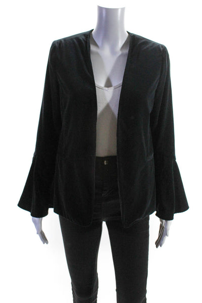 Drew Womens Darted Bell Sleeve Open Front Double Pocket Blazer Navy Size S