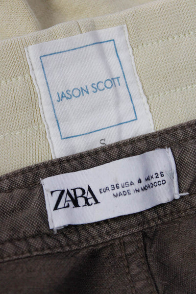 Zara Jason Scott Women's Cargo Pants Sweatpants Brown Beige Size S 4 Lot 2