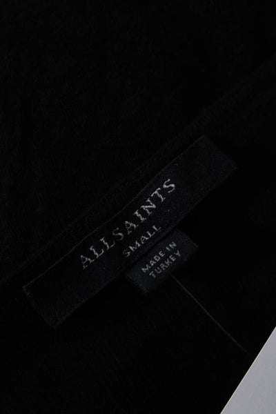 Allsaints Women's Cotton Linen Bev Mira Long Sleeve Tee Black Size S