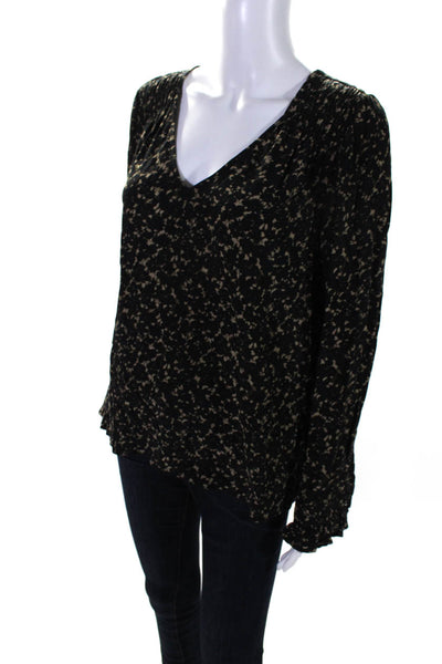 Ba&Sh Womens Floral Print V Neck Blouse Brown Black Size Extra Small