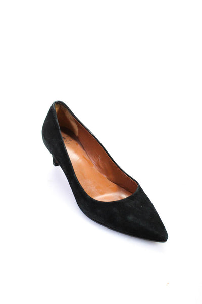 Aquatalia Womens Black Suede Pointed Toe Kitten Heels Pump Shoes Size 6