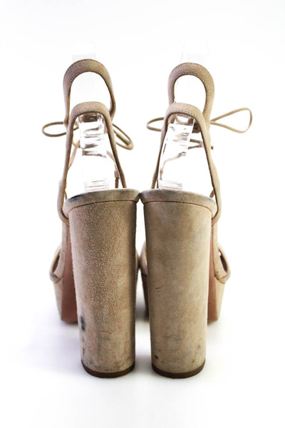Aquazzura Womens Brown Suede Ankle Strap Platform High Heels Shoes Size 6