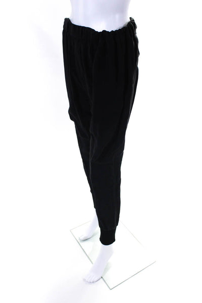 Kes Womens Silk Georgette Elastic Waist Tapered Leg Jogger Pants Black Size M