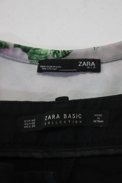 Zara Crewneck Long Sleeves Bodycon Midi Dress Floral Size M Lot 2