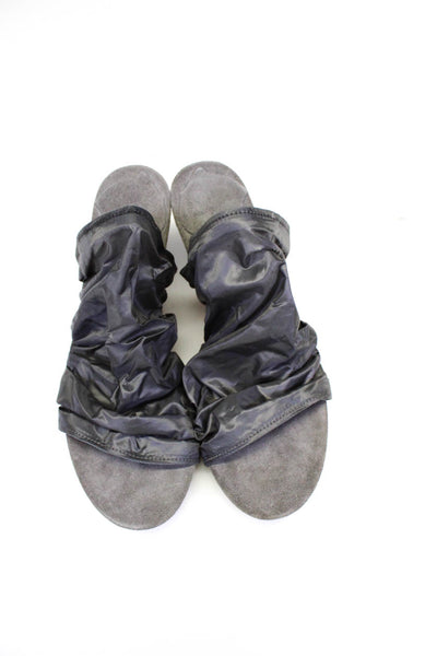 Dusica Women's Open Toe Slip-On Kitten Heels Sandals Gray Size 6