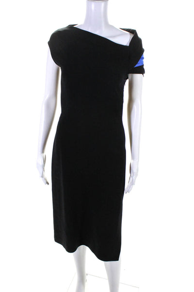 Altuzarra Women's Asymmetrical Neckline Bodycon Midi Dress Black Size 36