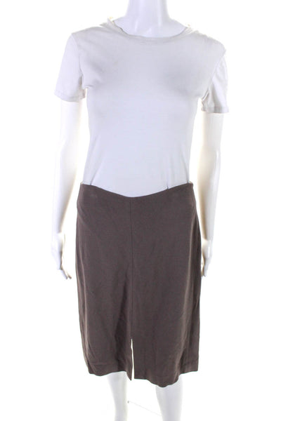 M.M. Lafleur Women's Zip Slit Hem A-Line Midi Skirt Brown Size 6
