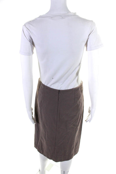 M.M. Lafleur Women's Zip Slit Hem A-Line Midi Skirt Brown Size 6