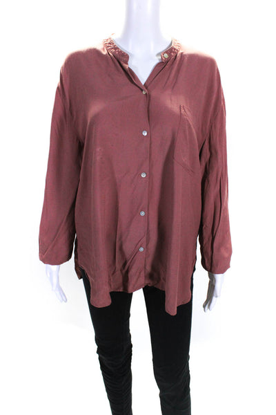 VINCE. Womens Pink Relaxed Band Collar Blouse Size 12 13446148