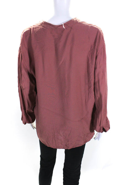 VINCE. Womens Pink Relaxed Band Collar Blouse Size 12 13446148