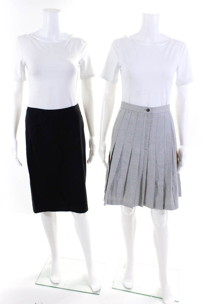 Theory Dry Clean Only Womens Pleated Buttoned Zip Skirts Black Size 4 10 Lot 2