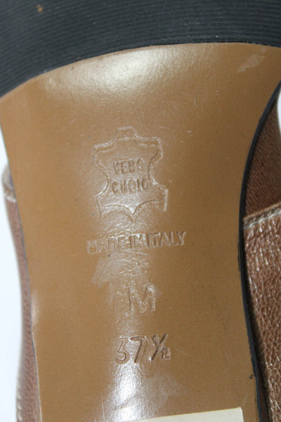 Taryn Rose Womens Leather Slide On Cross Strap Sandal Heels Brown Size 7.5 Mediu