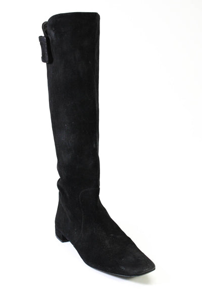 Roger Vivier Womens Belted Mid Calf Pull On Boots Black Size 37.5 7.5