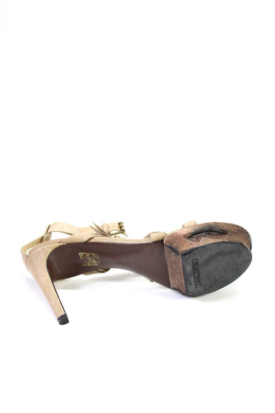 Jil Sander Womens Suede Platform Strappy Sandal Heels Beige Size 41 11