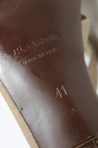 Jil Sander Womens Suede Platform Strappy Sandal Heels Beige Size 41 11