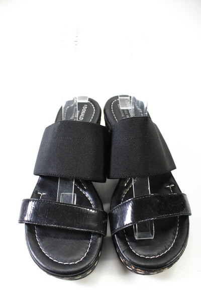 Donald J Pliner Womens Patent Leather Wedge Sandals Black Size 8 Medium