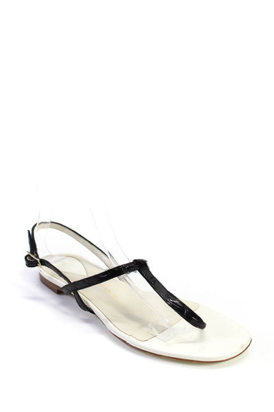 Devi Kroell Womens Thong Slingbacks Sandals Black White Size 36.5 6.5