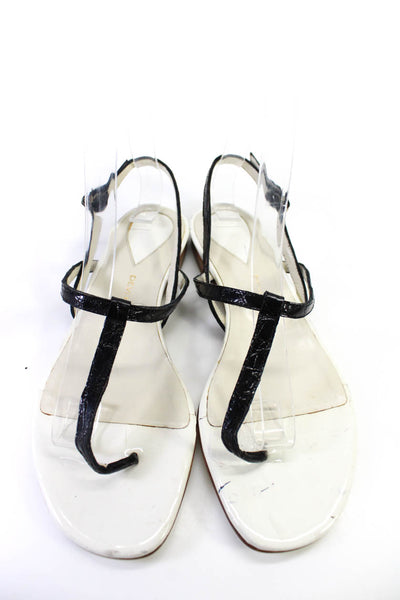 Devi Kroell Womens Thong Slingbacks Sandals Black White Size 36.5 6.5