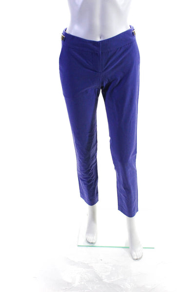 4G by Gizia Womens Hook & Eye Straight Leg Zipped Dress Pants Purple Size EUR36