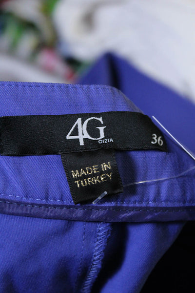4G by Gizia Womens Hook & Eye Straight Leg Zipped Dress Pants Purple Size EUR36