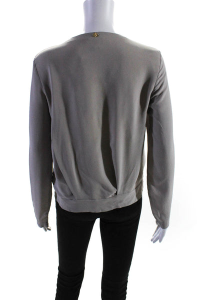 Gizia Womens Layered Colorblock Jewel Buckled Long Sleeve Blouse Gray Size EUR38