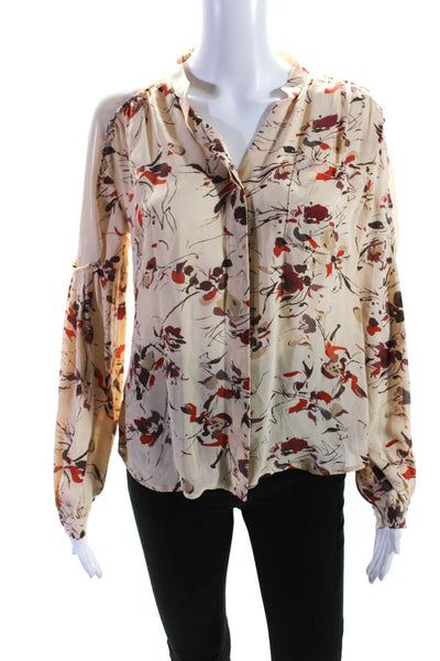 Madison Marcus Womens Silk Abstract Print Long Sleeve Blouse Multicolor Size XS