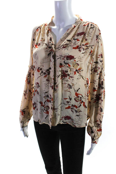 Madison Marcus Womens Silk Abstract Print Long Sleeve Blouse Multicolor Size XS