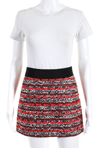 Milly Women's Tweed Straight Pencil Mini Skirt Red Size 0