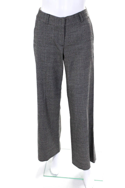 Theory Womens Spotted Print Flat Front Mid Rise Wide Leg Dress Pants Gray Size 4