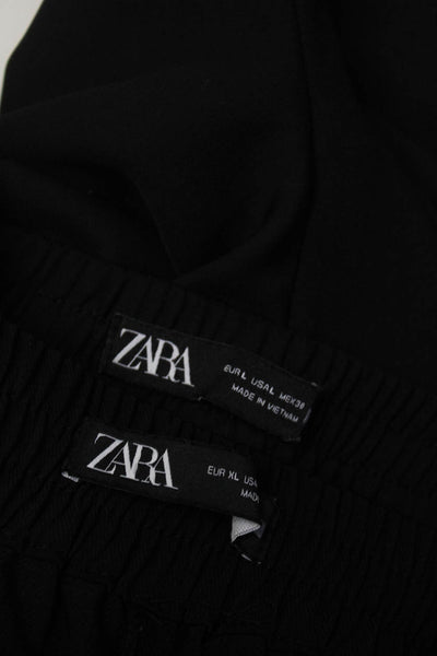 Zara Women's Drawstring Lightweight Straight leg Trousers Black Size L XL, Lot 2